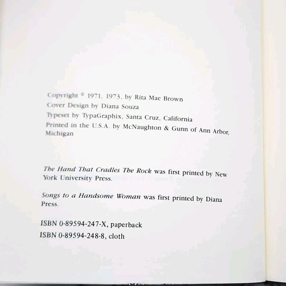 Poems RITA MAE BROWN The Hand That Cradles The Rock & Songs to a Handsome Woman - Picture 4 of 8